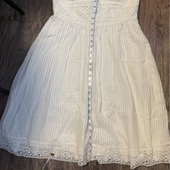 White Euro Summer Lace Trim Flare Dress Size 10 midi  Bodice Vacation Summer NWT - Picture 13 of 14